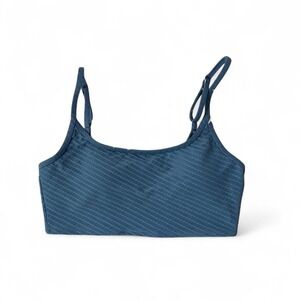 Aerie Adjustable Strap Bralette Top Blue Striped Stretch Cropped Athletic Casual